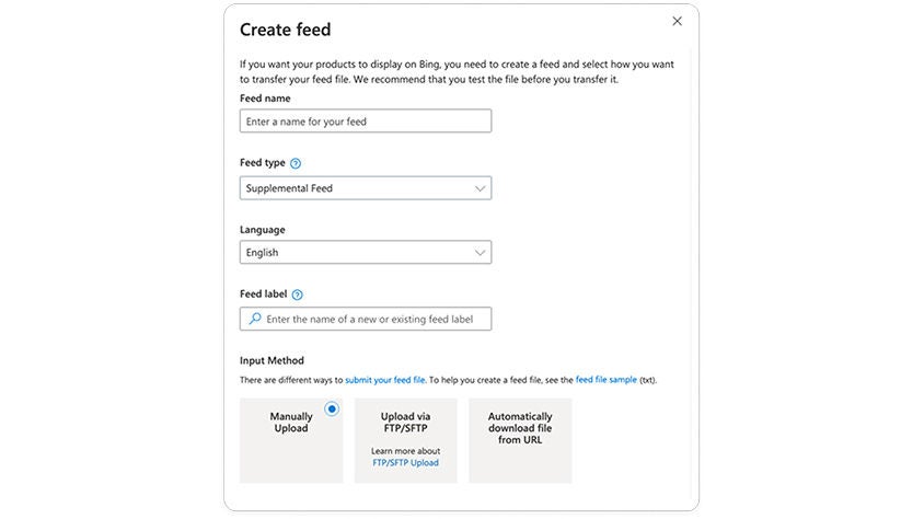 An image of Supplemental feeds in Microsoft Advertising