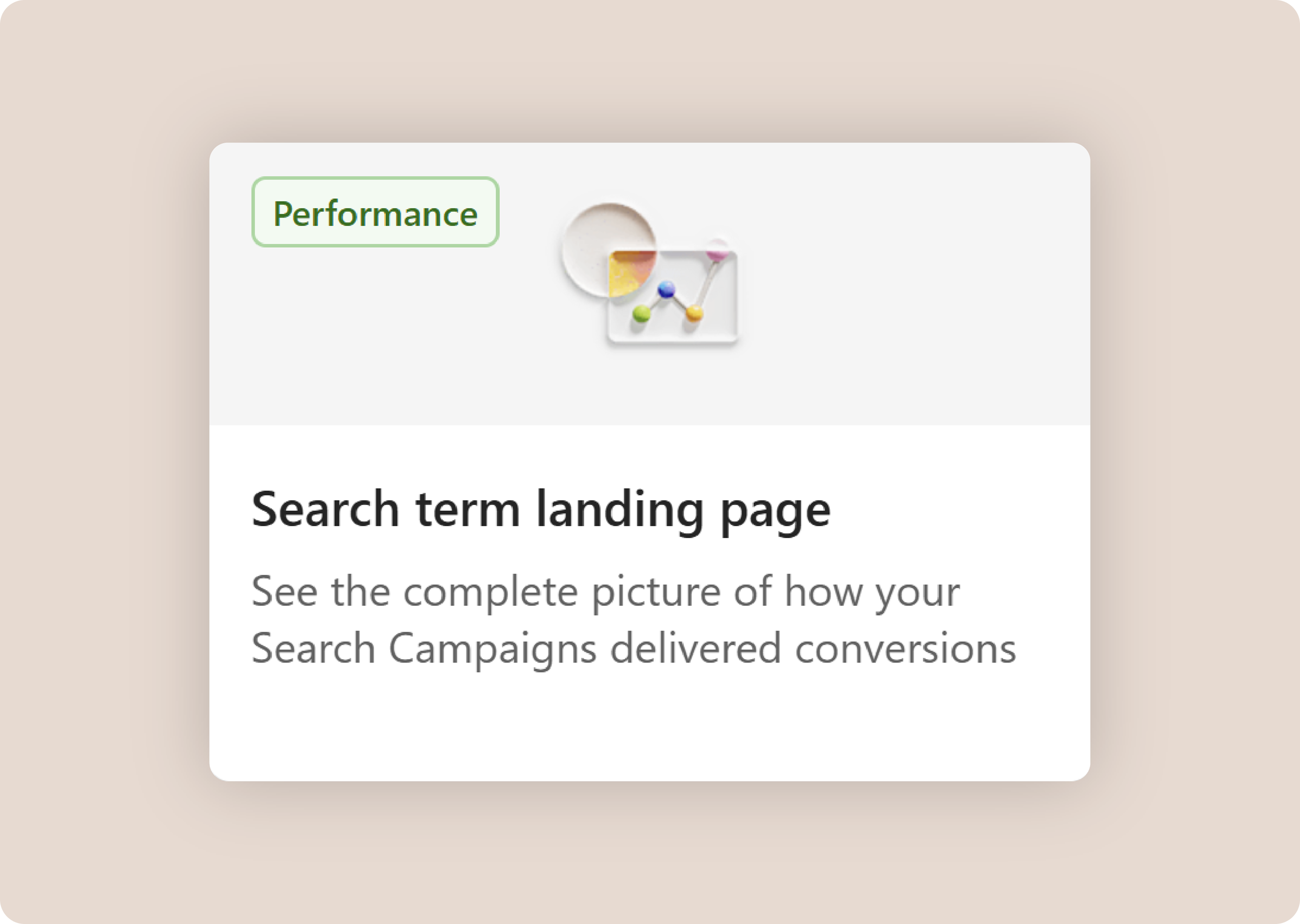 Screenshot of the new search term landing page report template found in Microsoft Advertising's Reports interface.